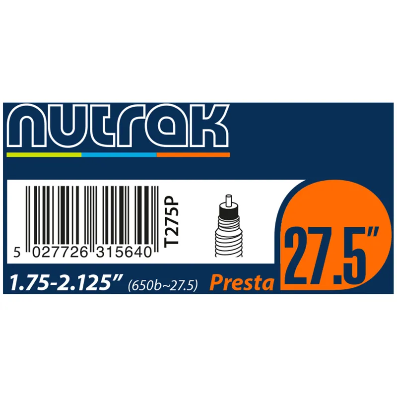 Nutrak 27.5x1.75-2.1 Presta Bicycle Inner Tube in Black